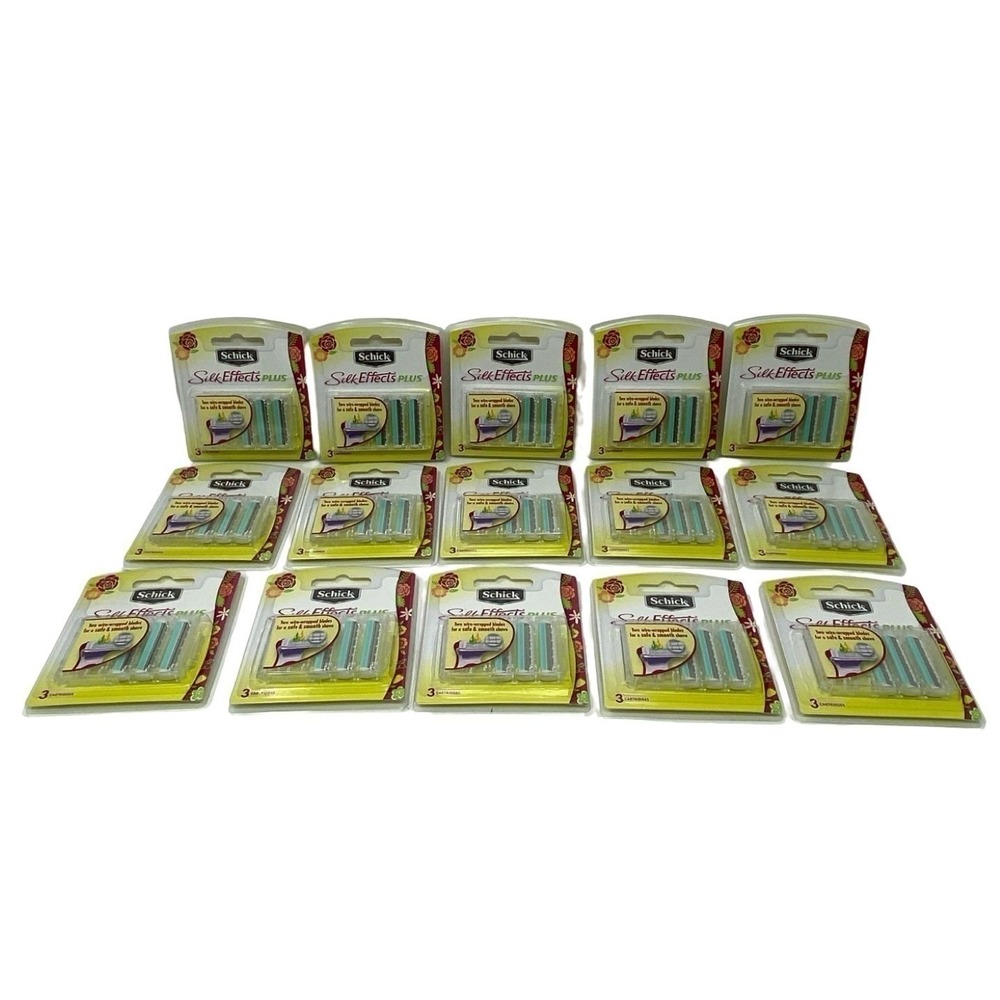 45 Schick Silk Effects Plus Razor Blade Refills - SHIPS FROM USA - 15 Packs of 3